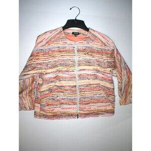 Womens 4 Worth New York Coral Tweed Jacket NWT $648 White Beige Double Zipper